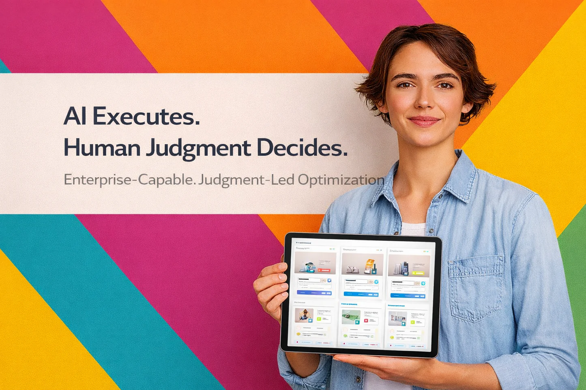 Visual artwork illustrating the relationship between artificial intelligence and human judgment